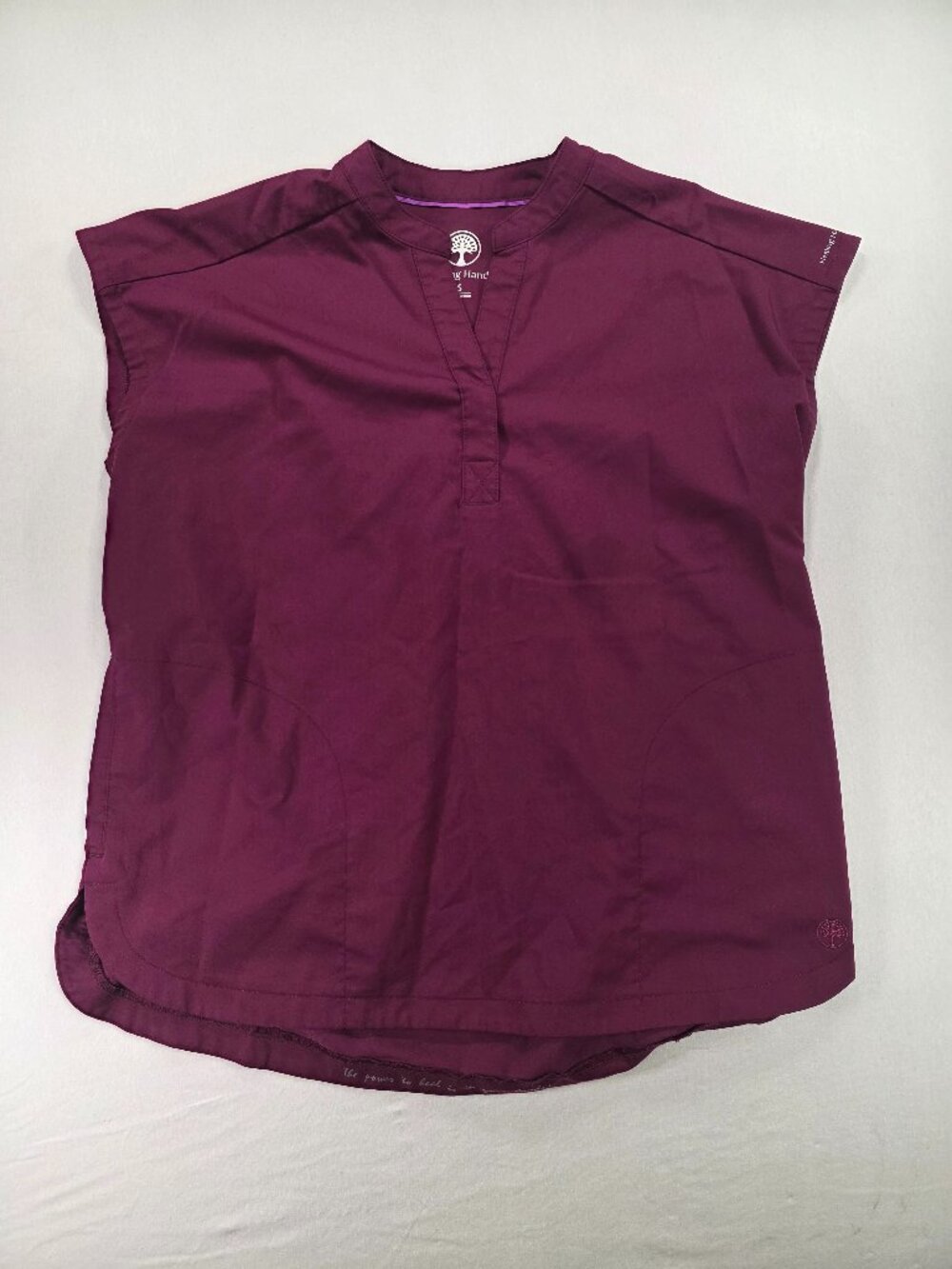 Healing Hands Scrubs Top Maroon Small Nurses Doctors EMT (Tub 35#691)